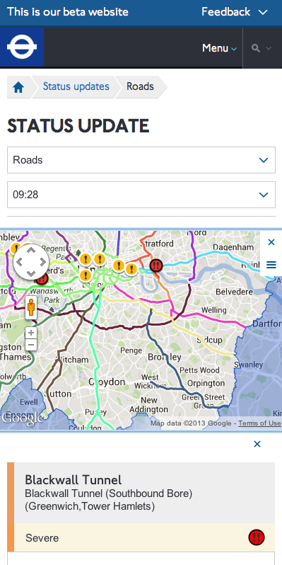 Roads live service map