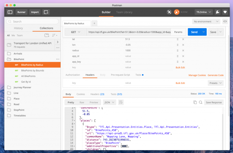 Run our API examples with Postman TfL Digital